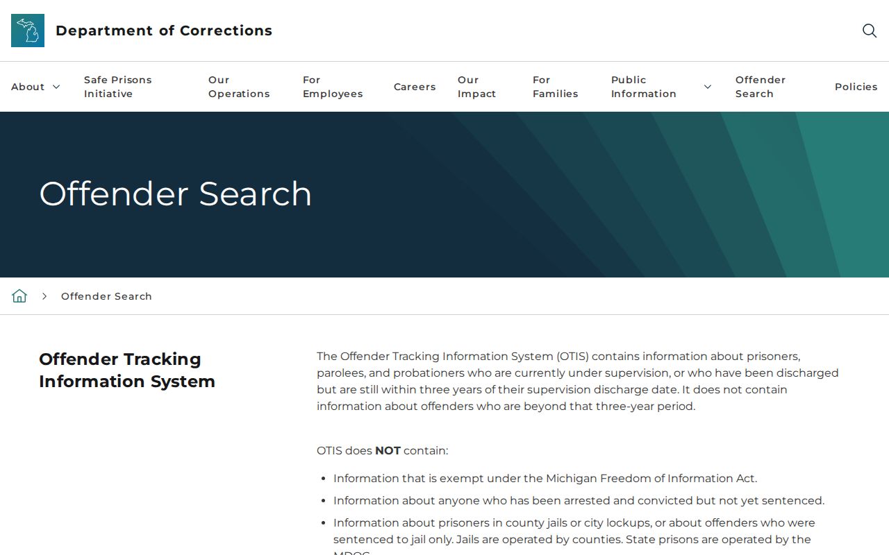 Michigan OTIS search guidance for Osceola County arrest records
