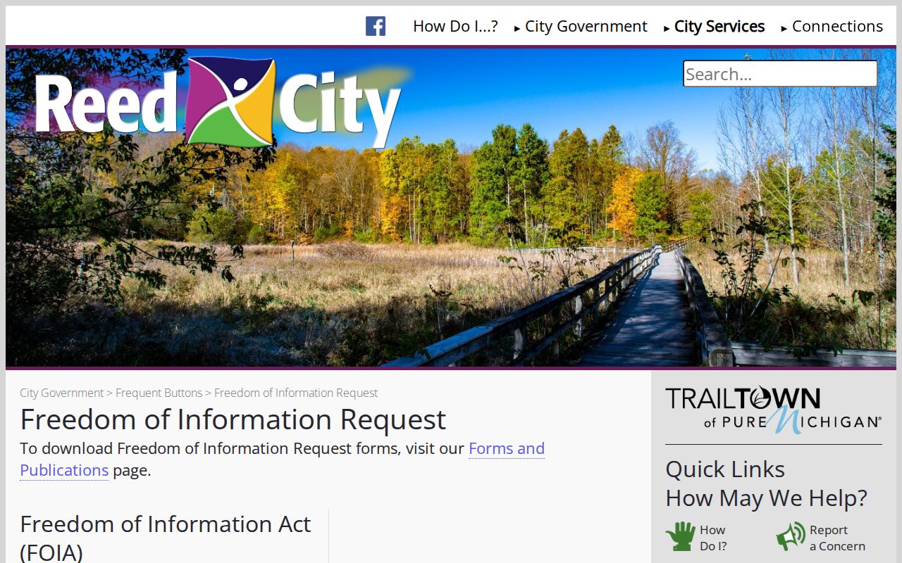 Reed City official Freedom of Information request page