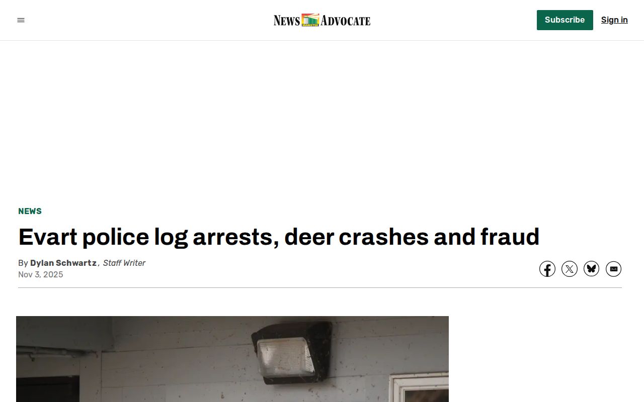 Later Evart police log and Osceola County arrest lodging report