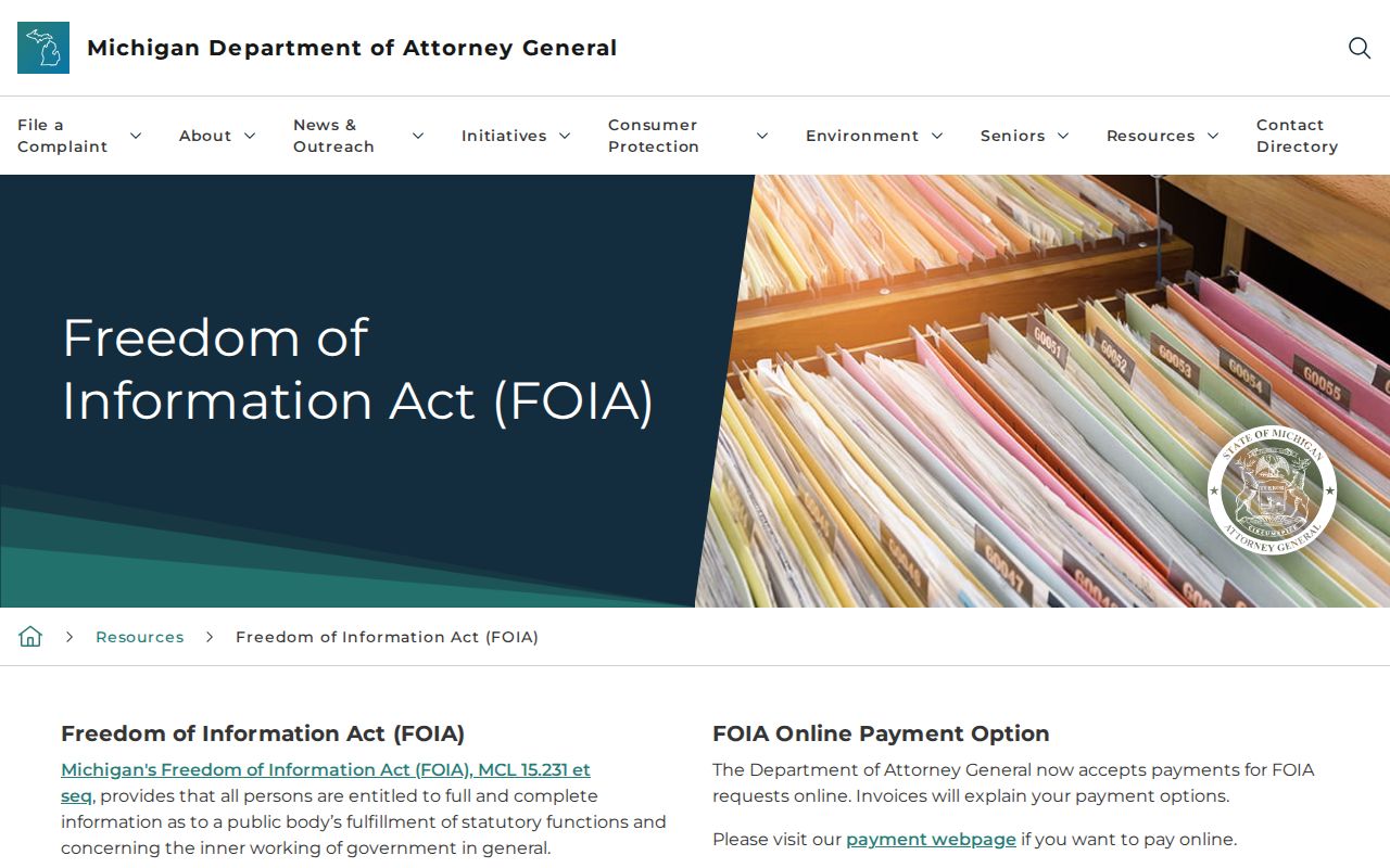 Michigan FOIA information for Osceola County arrest record requests